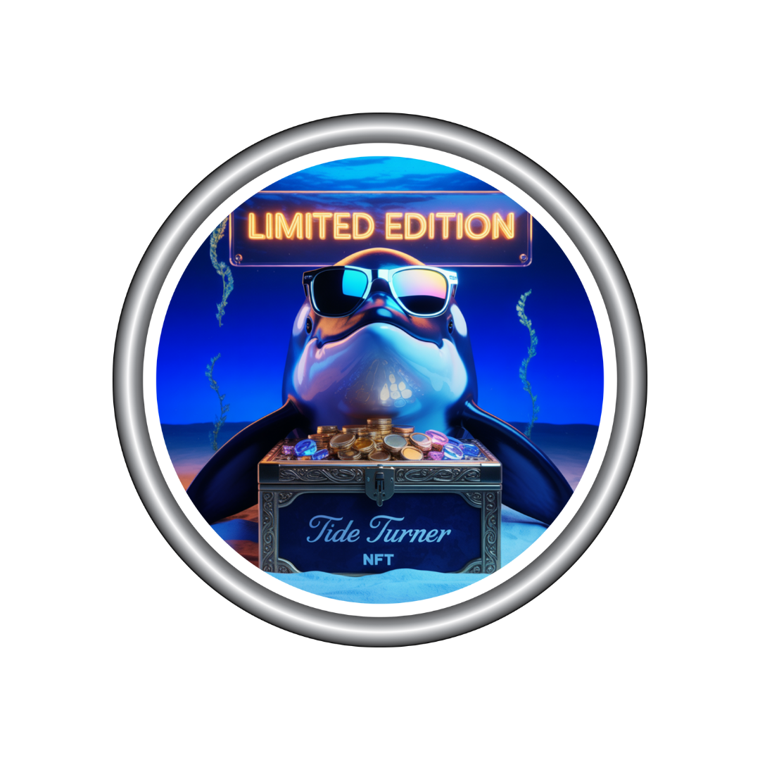 Tide Turner NFT - Limited Edition whale character with sunglasses and treasure chest